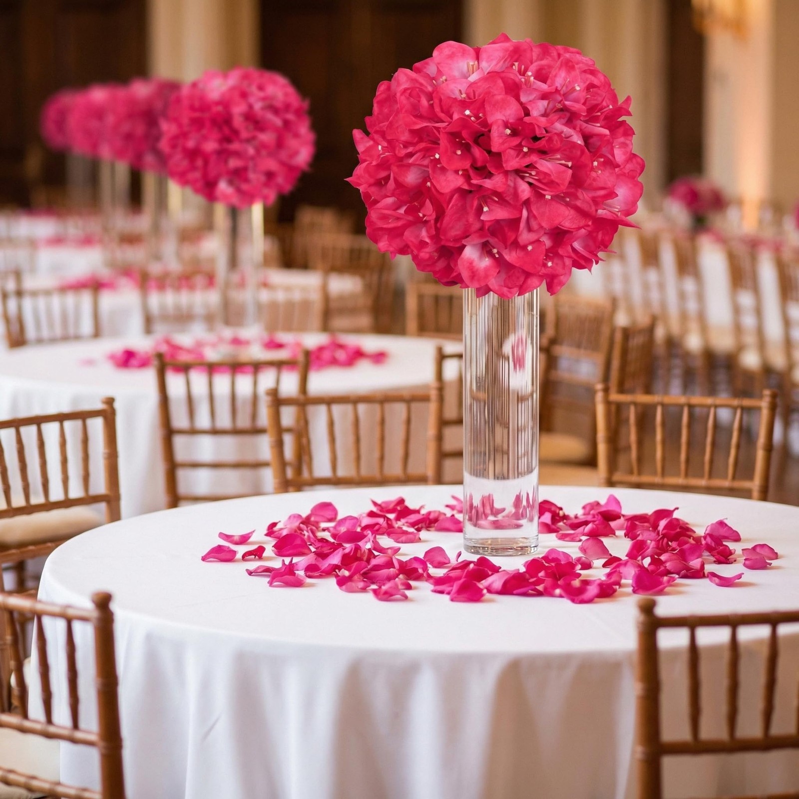Hot Pink Artificial Bougainvillea Flower Balls for Centerpieces, 2 PCS 7.8″ V…