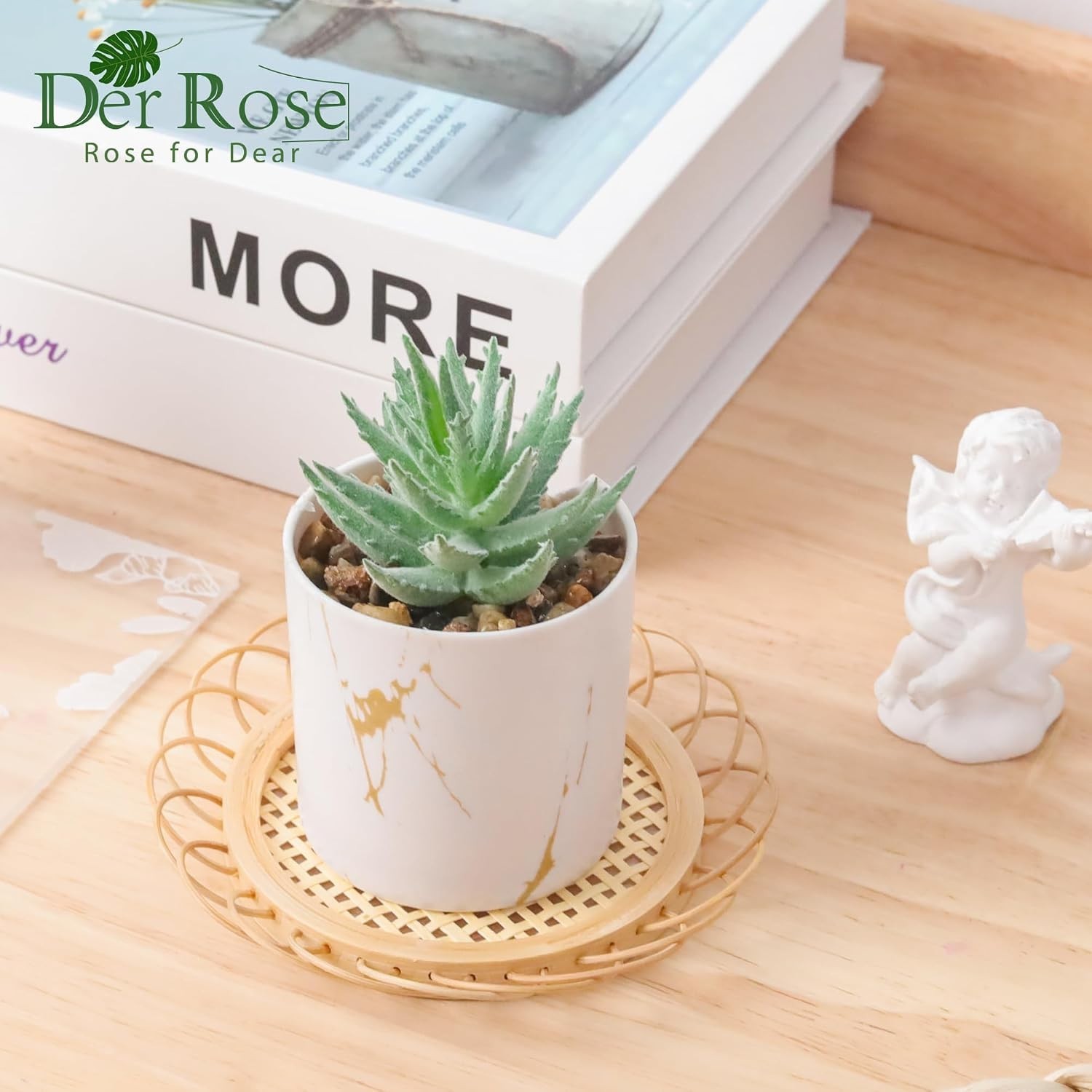 Set of 2 Eco-Friendly Artificial Succulents for Elegant Home and Office Decor