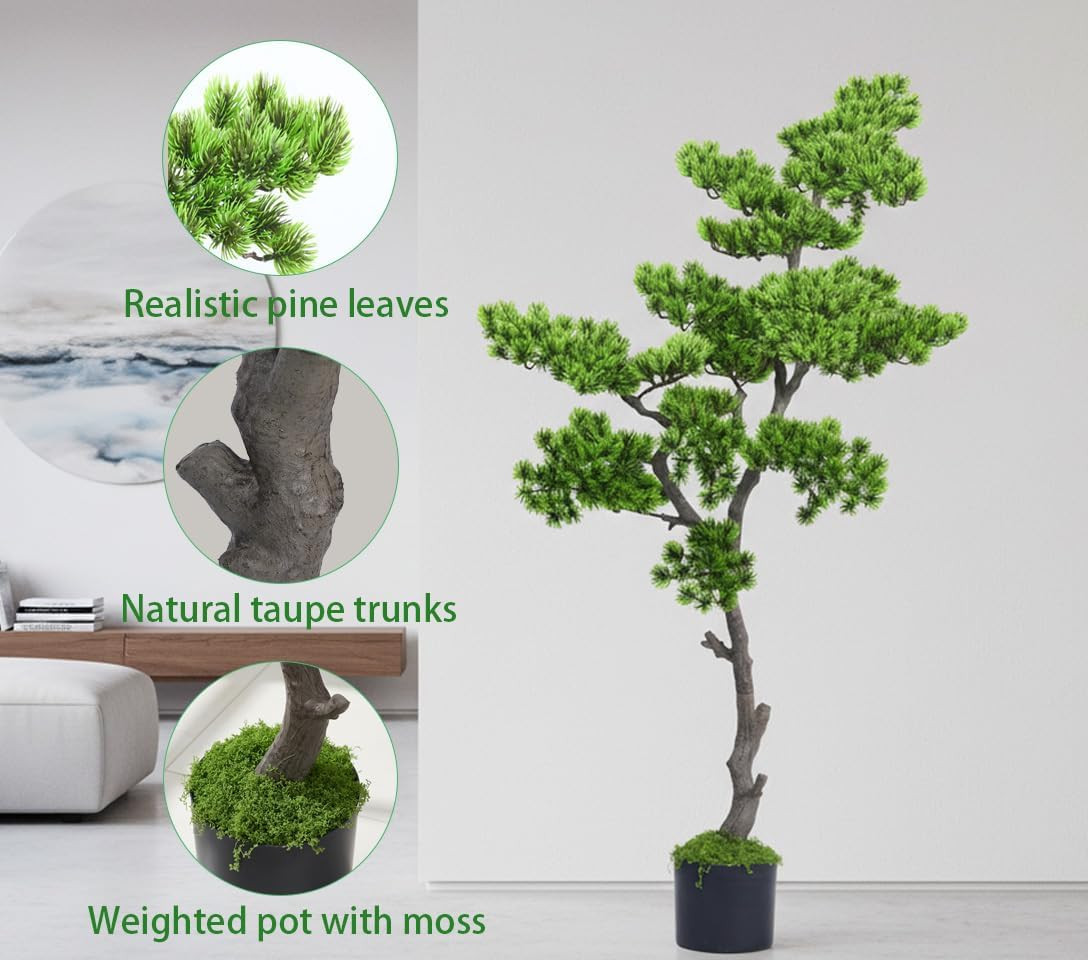 4FT Artificial Bonsai Tree Large Faux Plants Indoor Fake Tall Realistic 48 Inch