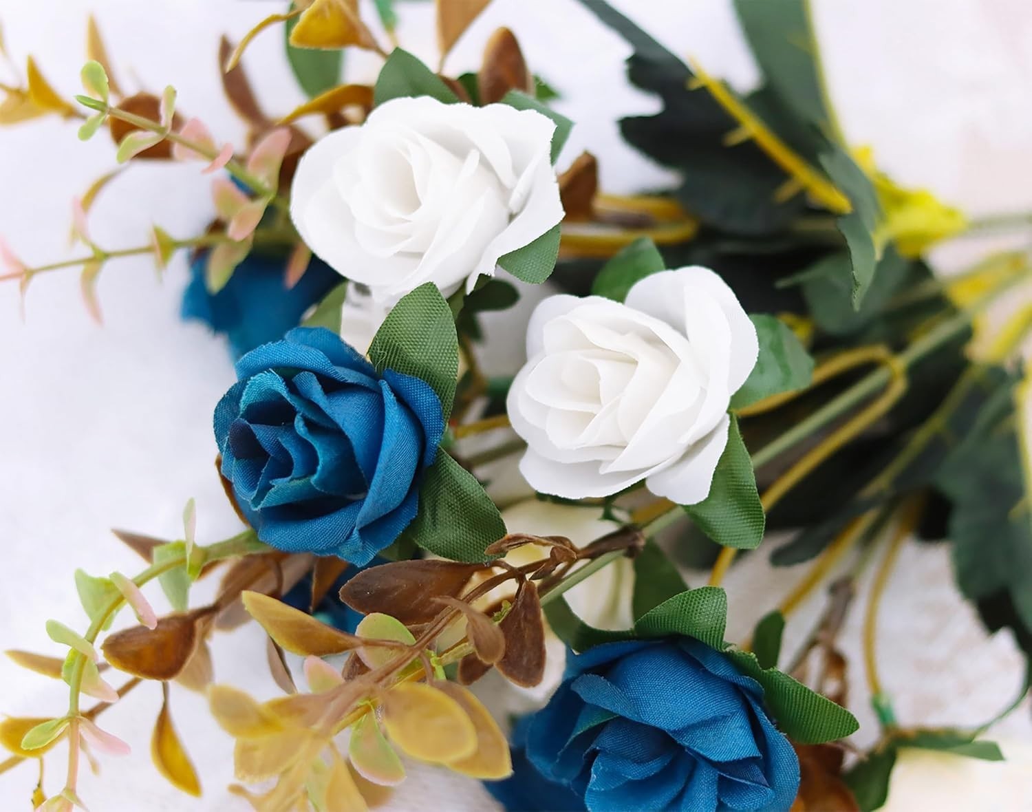 Elegant 2-Pack Silk Artificial Roses – 24 Dark Blue Flowers for Weddings & Decor