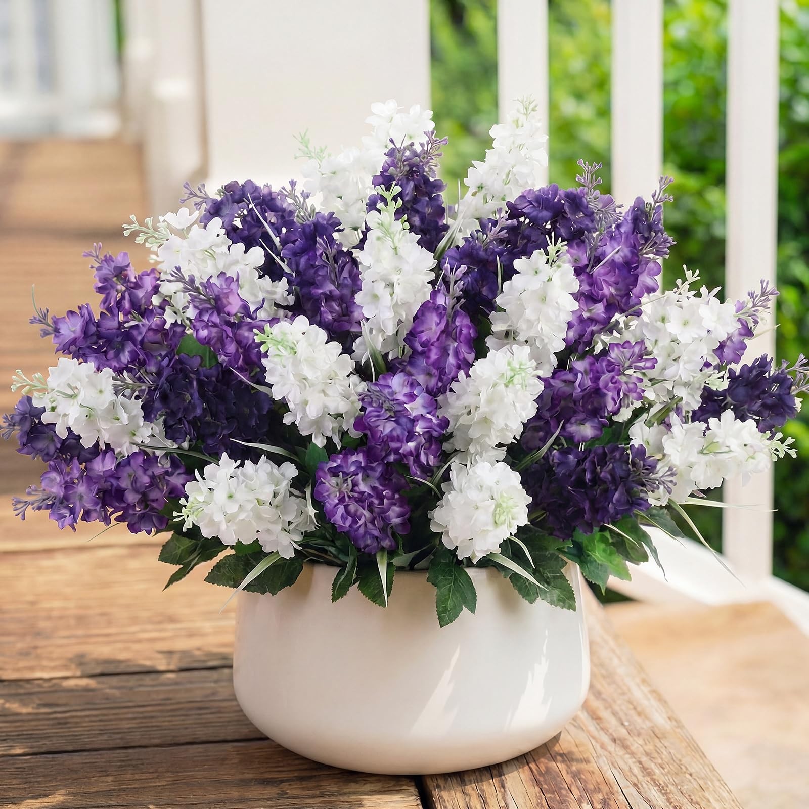 12 Pcs Artificial Flowers Outdoor, 14” Fake Silk Hyacinth Flowers UV Resista…