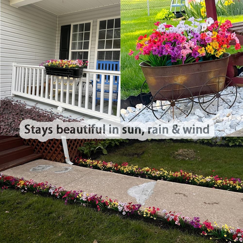 12 Bundles Artificial Flowers for Outdoors UV Resistant Realistic Fake Flower…