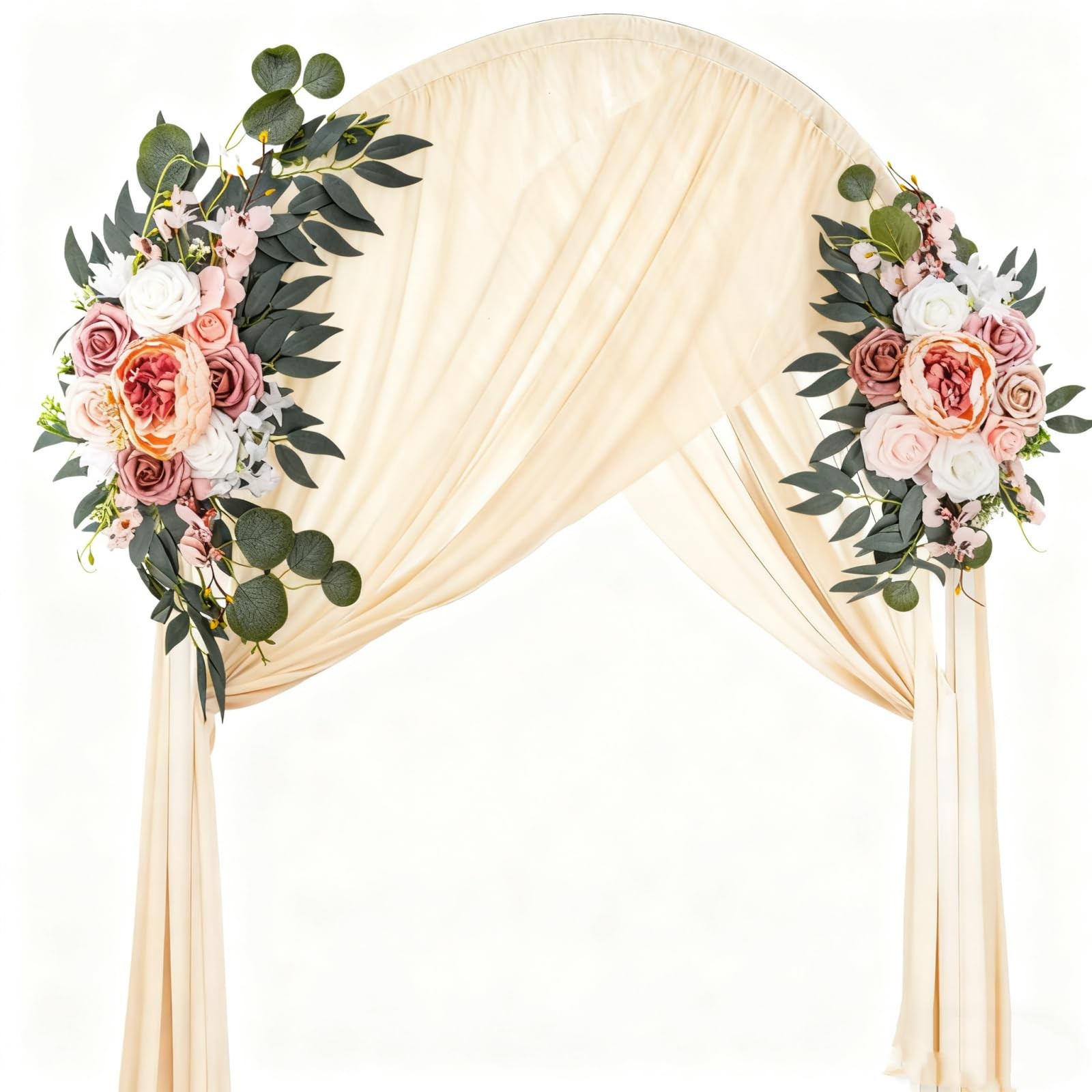 2 PCS Wedding Arch Flowers Artificial Floral Swag Decor PinkWhite Ceremony