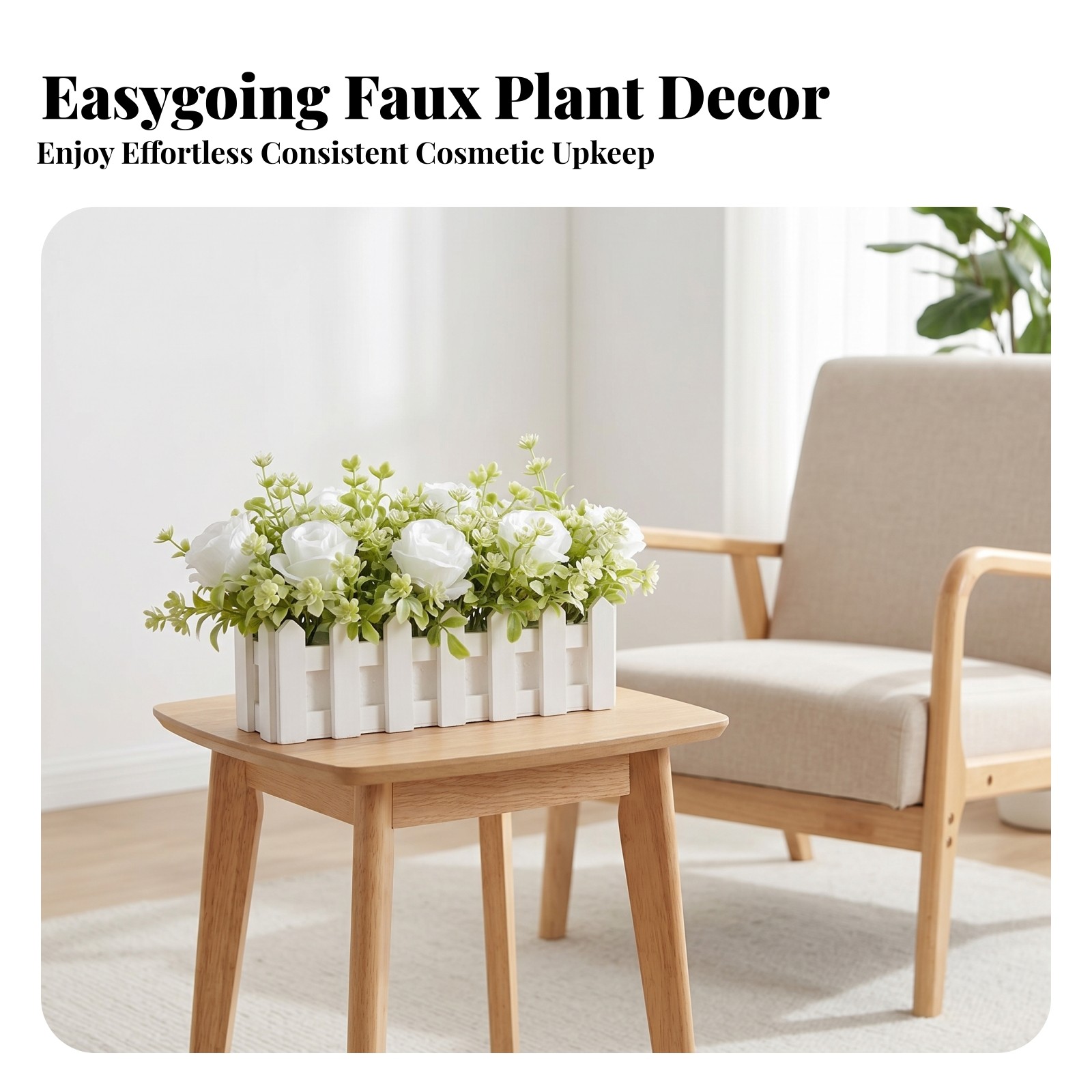 Wooden Planter Flower Decor No Watering Needed Faux Rose Centerpiece