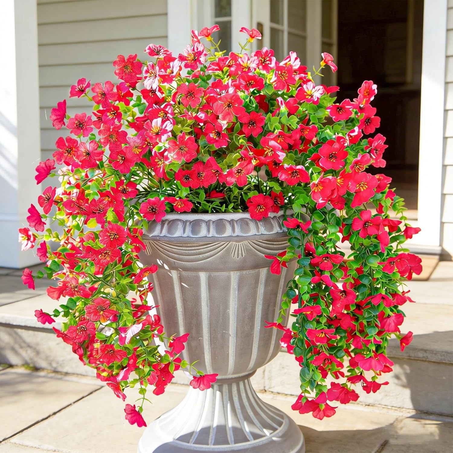 Realistic Outdoor Fake Flowers – 2Pcs Hotpink Daisy Arrangement for All Seasons