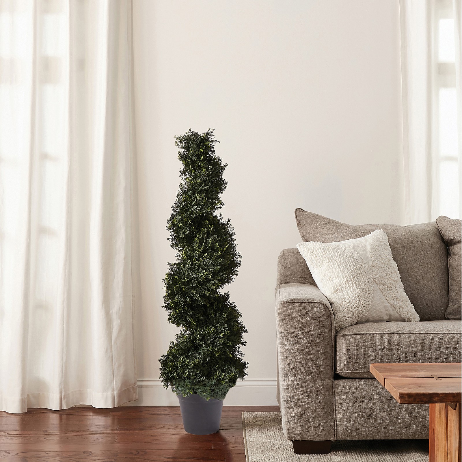 Artificial Tree 4FT Spiral Cypress Topiary Tree Indoor or Outdoor Fake Plants