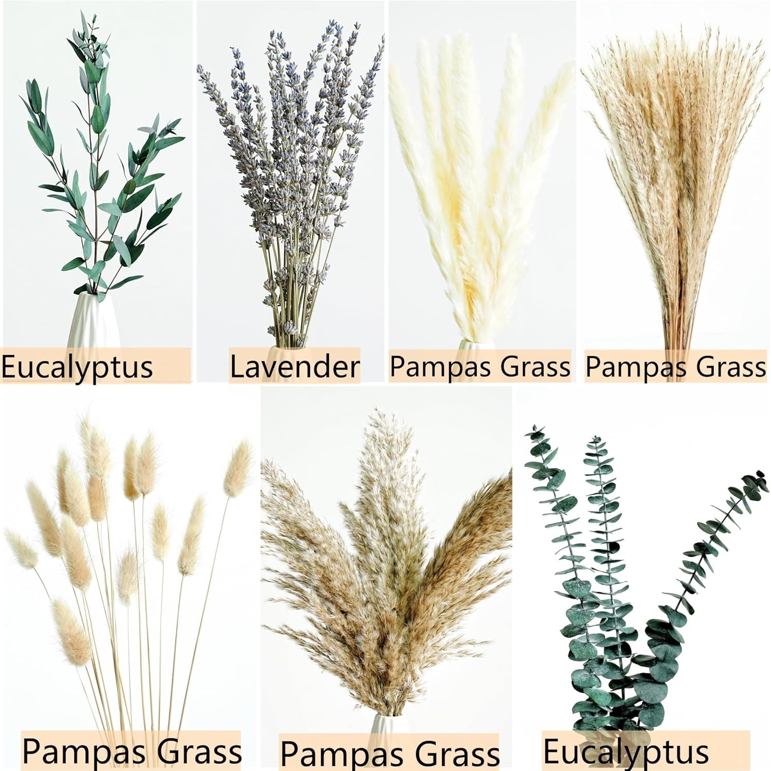 Green Pampas Grass Boho Bouquet – Exquisite Lavender and Eucalyptus Dried Flo…