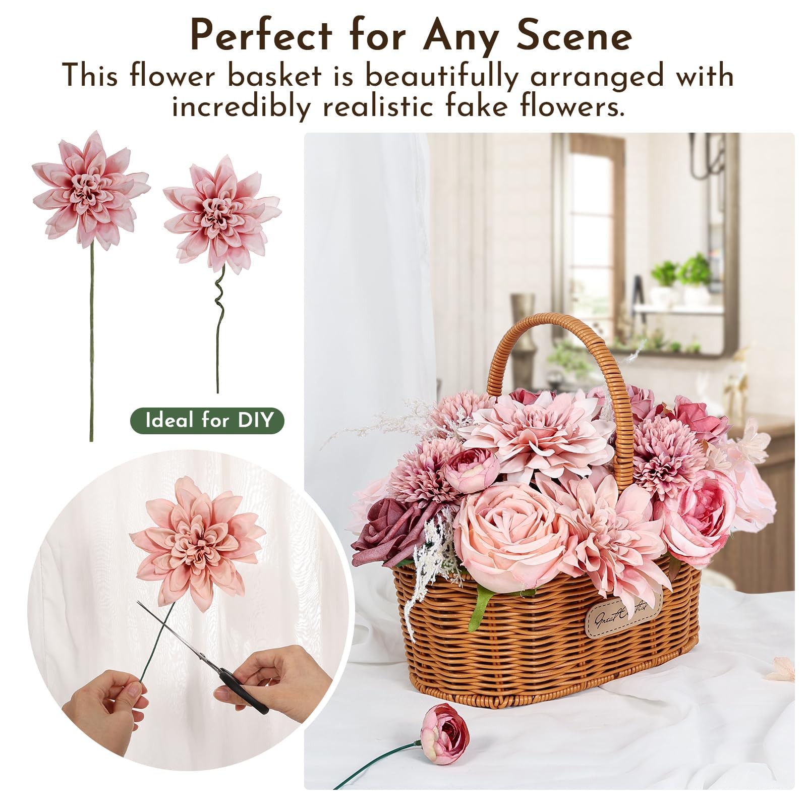Artificial Flowers Combo Dusty Pink Roses with Stems Bouquets Bridal Wedding …