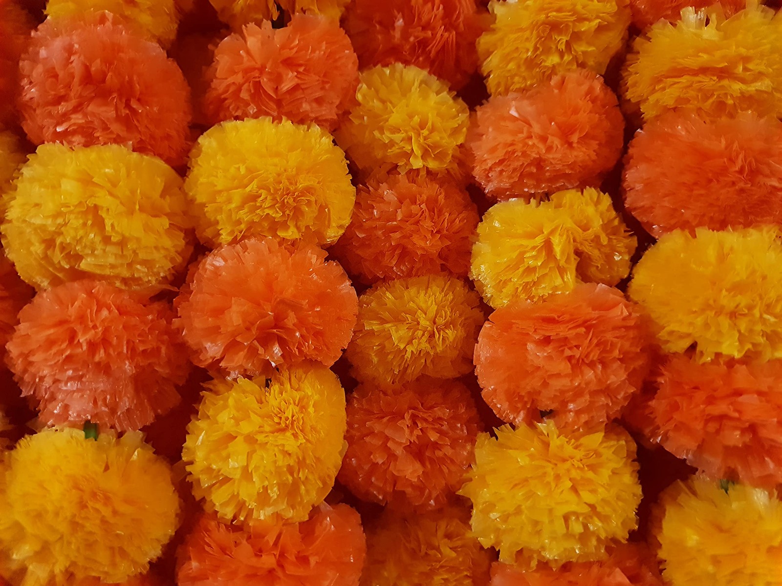 5Pc Marigold Garlands 4.5Ft Artificial Marigold Flower Strands Diwali Decorat…