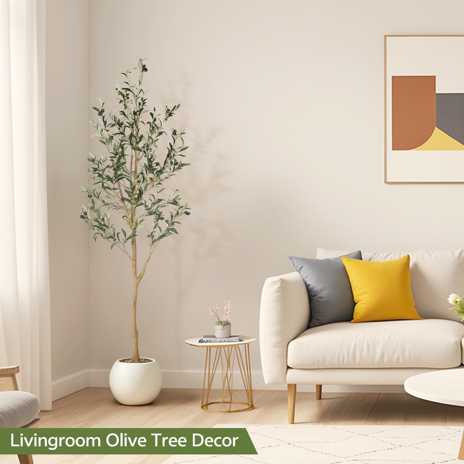 6ft Artificial Olive Tree, Tall Faux Olive Tree Plants, Fake Potted Olive Sil…