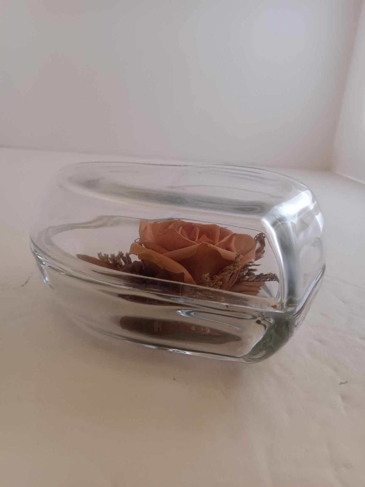 Vintage Natural Expressions Freeze Dried Rose in Glass Heart