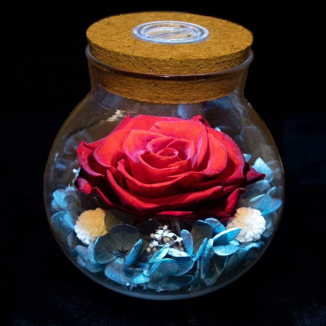 Preserved Real Roses with Colorful Mood Light Wishing Bottle Eternal Rose Gifts