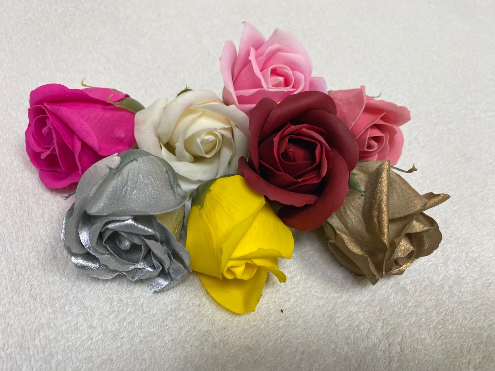 wax roses décor gifts pink baby-rose violet white yellow golden silver red