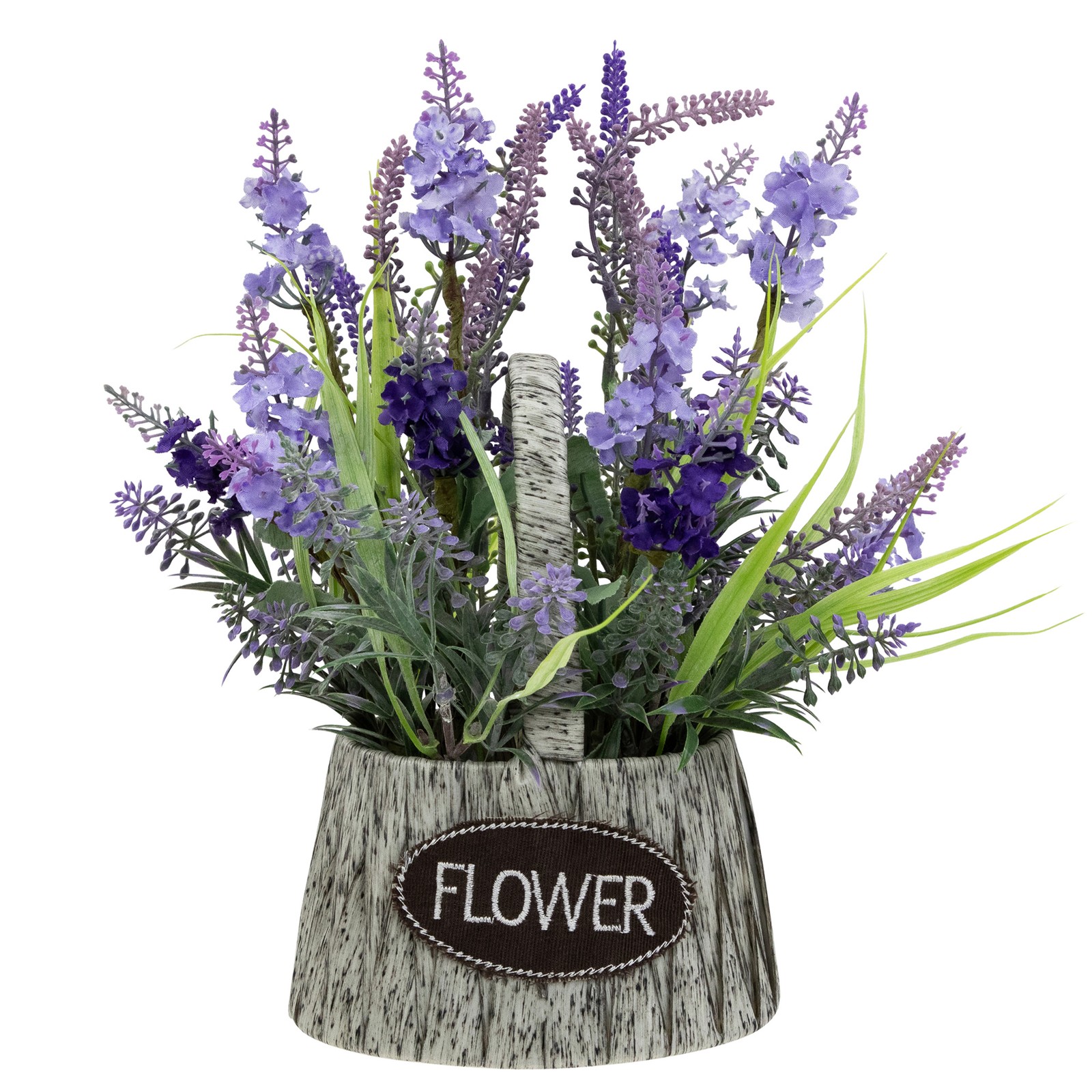 Northlight Lavender Bouquet in “Flower” Spring Basket with Handle – 12″