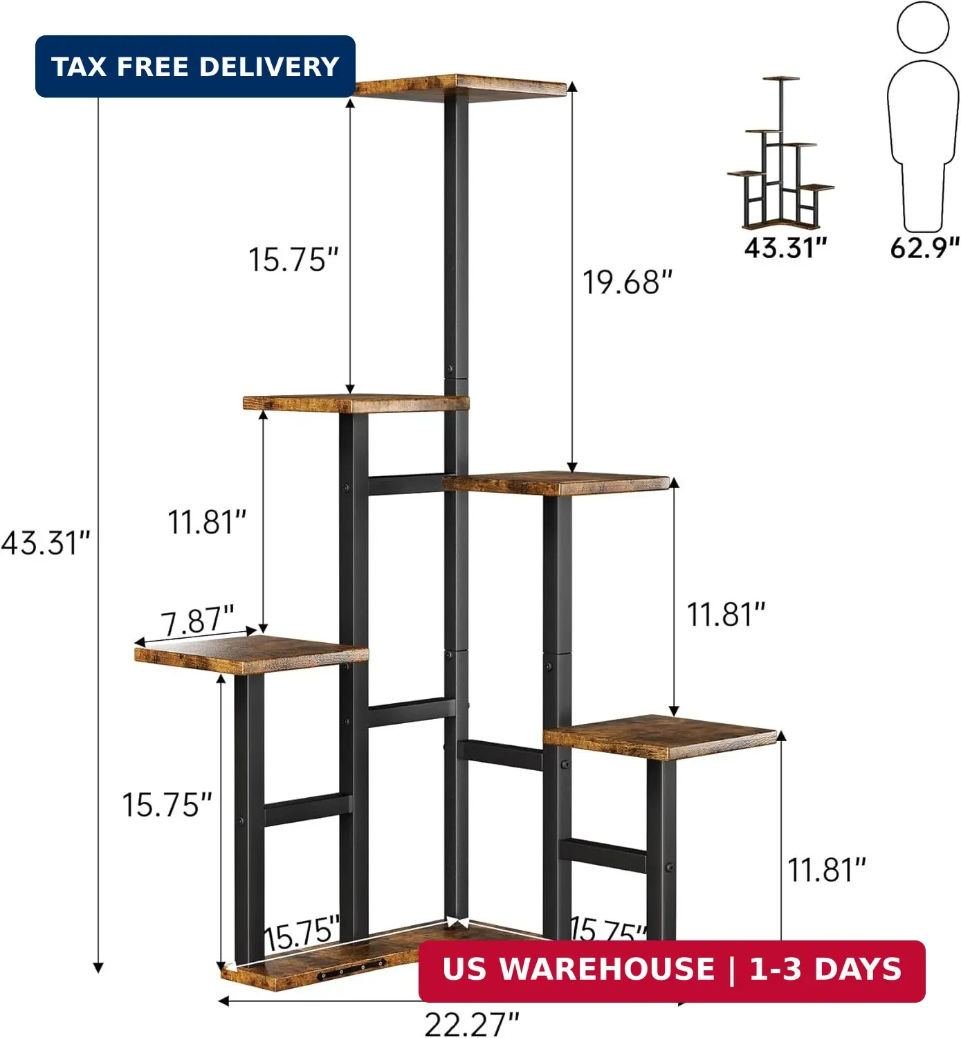 Corner Plant Stand Indoor, 6 Tiered Corner Plant Shelf Flower Stand for