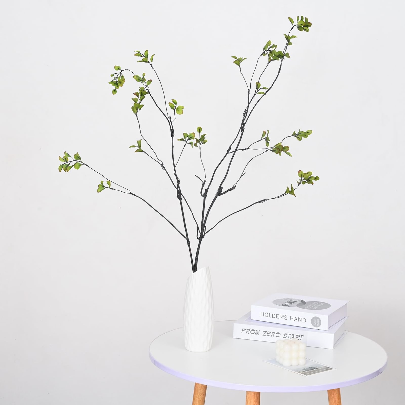 3pcs Artificial Ficus Branches, 38 Inch Faux Eucalyptus Stems, Green Fake Gre…