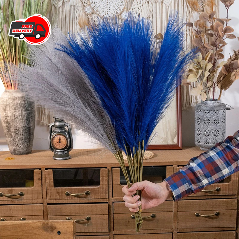 Fluffy Artificial Pampas Grass Bouquet Boho Fake Plant for Wedding Home Decor