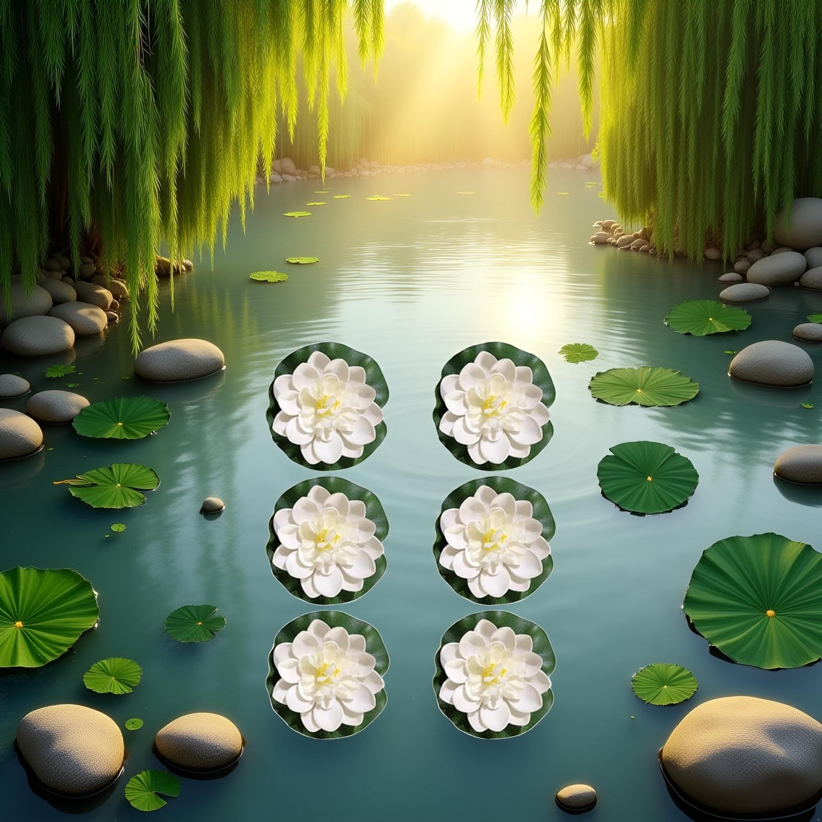 6 Pcs White Artificial Lotus Flowers Large Floating Lotus Flowers Faux Lotus …