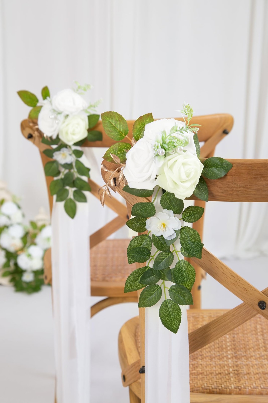 10 Wedding Aisle Decorations for Wedding Ceremony White Wedding Chair Decorat…