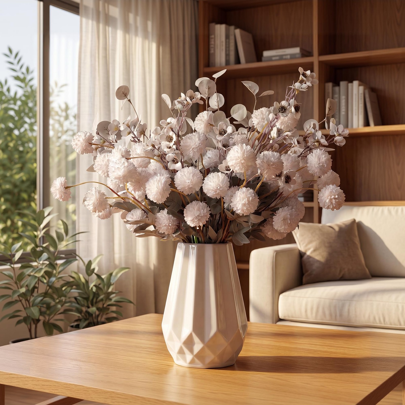 20Pcs Faux Flowers for Vase, White Kiku Artificial Flower Arrangements, Long …