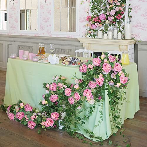 4Pcs Artificial Rose Vine Garland 26ft Silk Fake Flowers Wedding Home Decor Red