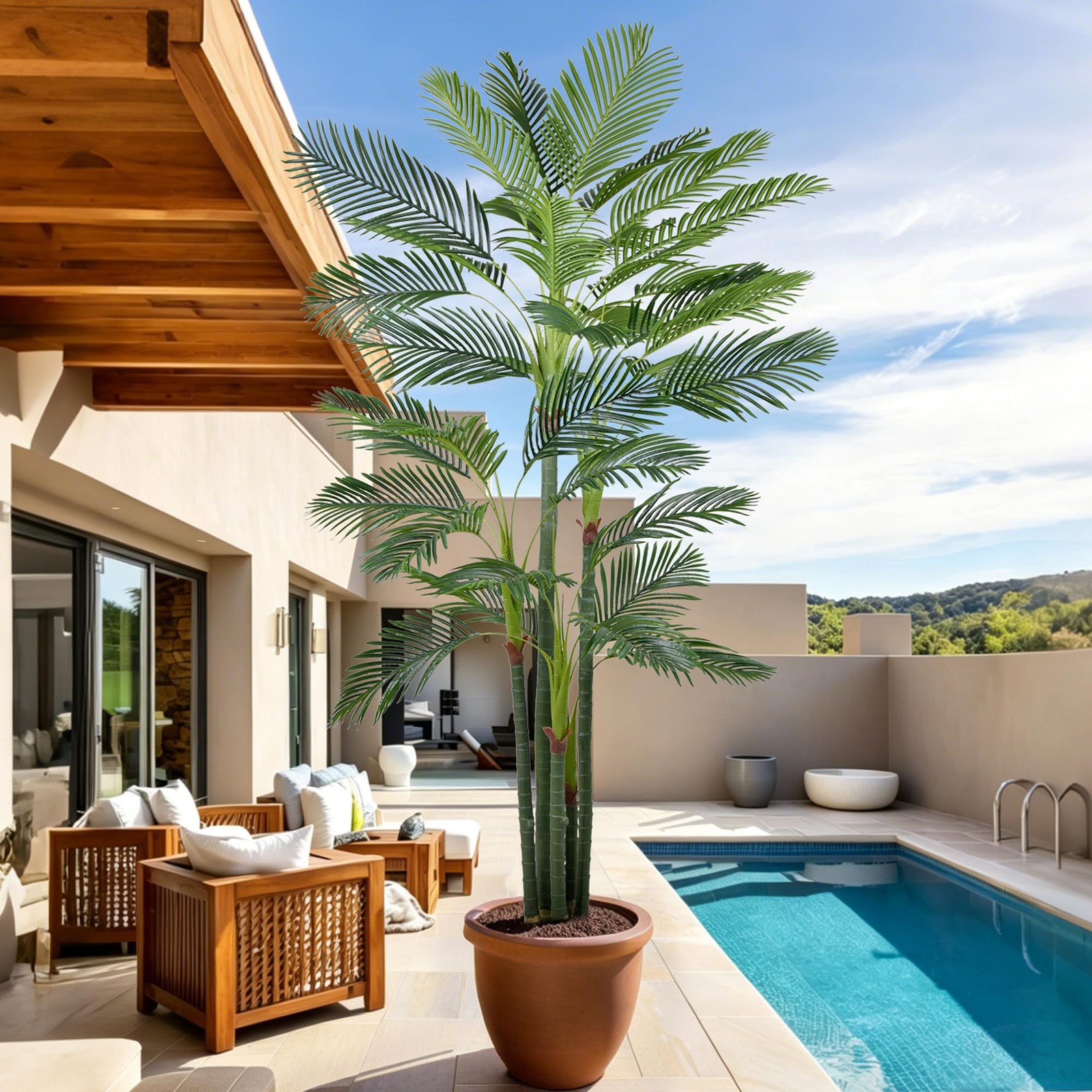 Artificial Palm Tree 9FT(108in) Tall Faux Tree with Large Trunks and 35 Reali…