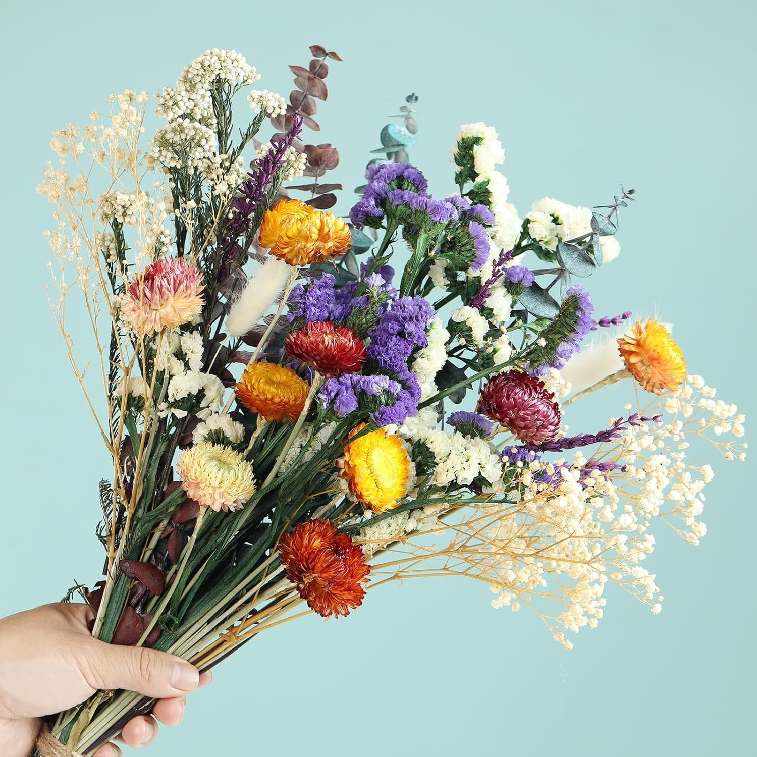 Natural Dried Flower Bouquet, 17″ DIY Floral Arrangements with Eucalyptus…