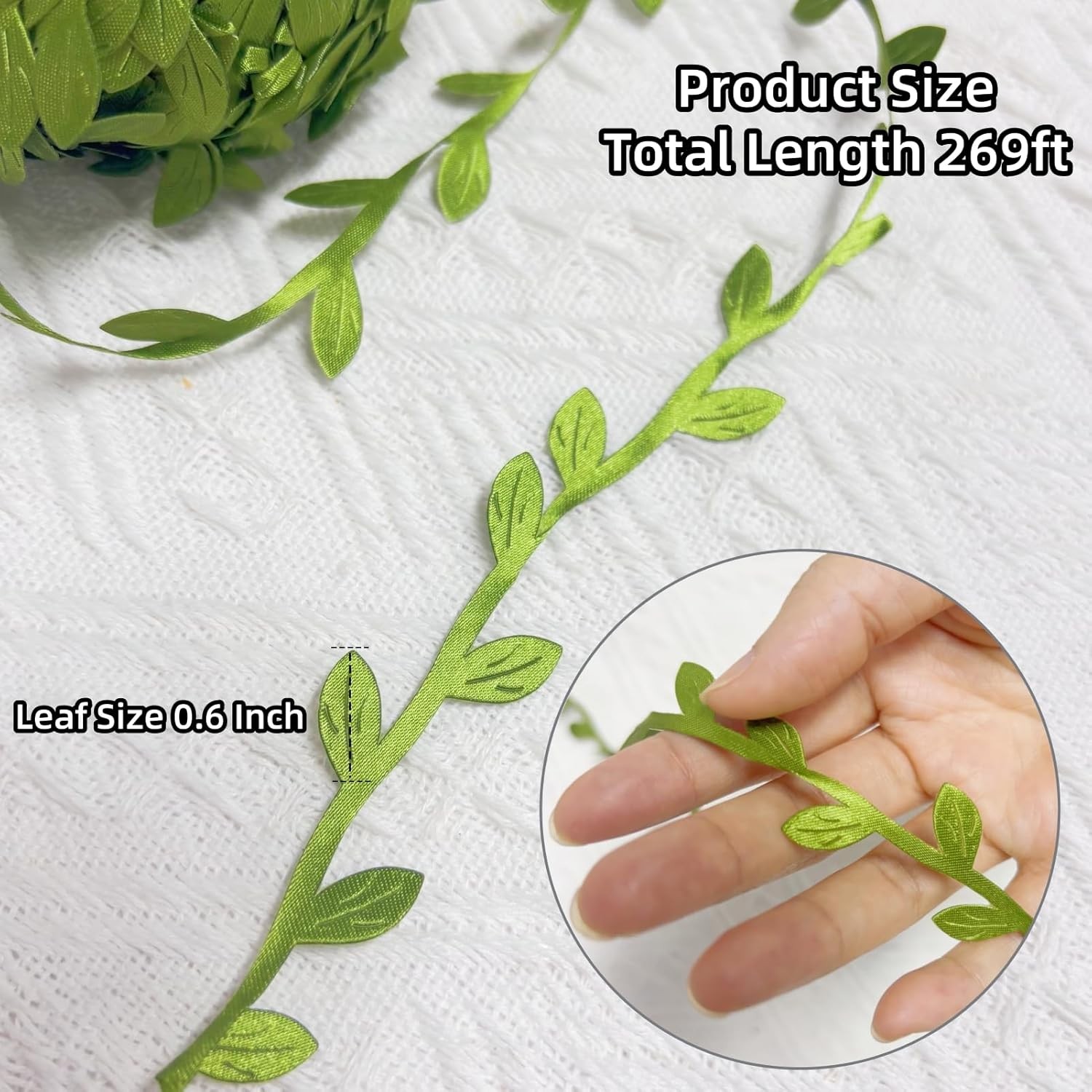 269ft Leaf Ribbon, Artificial Vines Leaf String Trim Ribbon – for Baby Shower