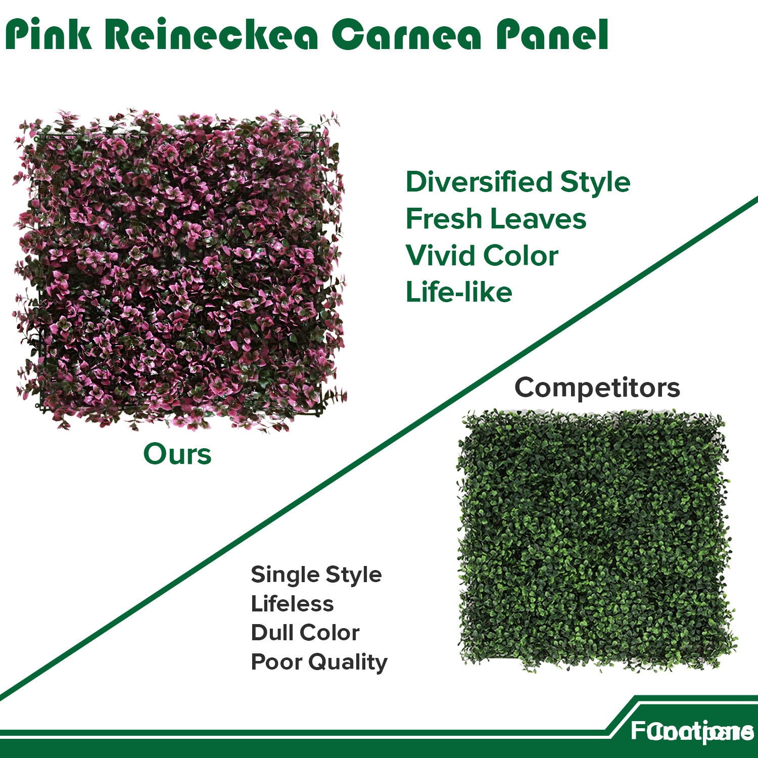 20″ Artificial Pink Reineckia Carnea Mat Wall Hedge Home Garden Festival Decor