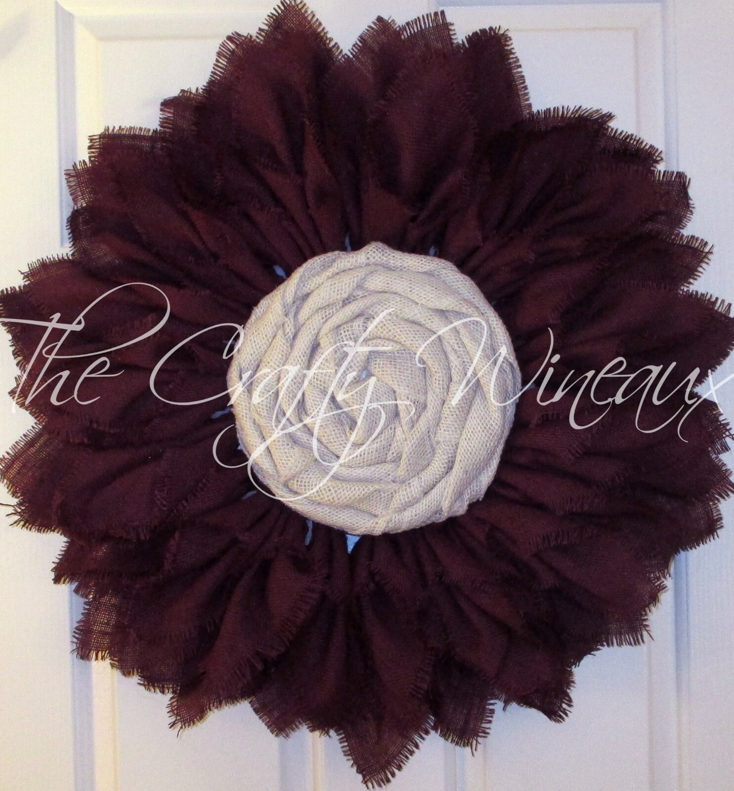 The Crafty Wineaux – Extra Thick 25″ Rich Red Wine Burlap Sunflower Wreath
