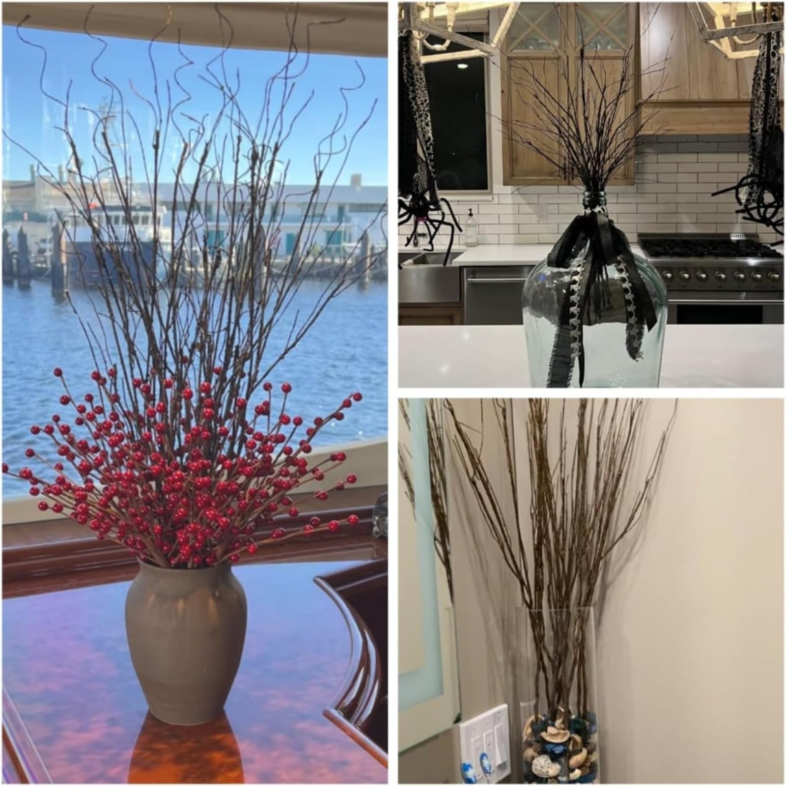 Lifelike Curly Willow Branches,30Inches Faux Tree Branches Decorative Dried T…
