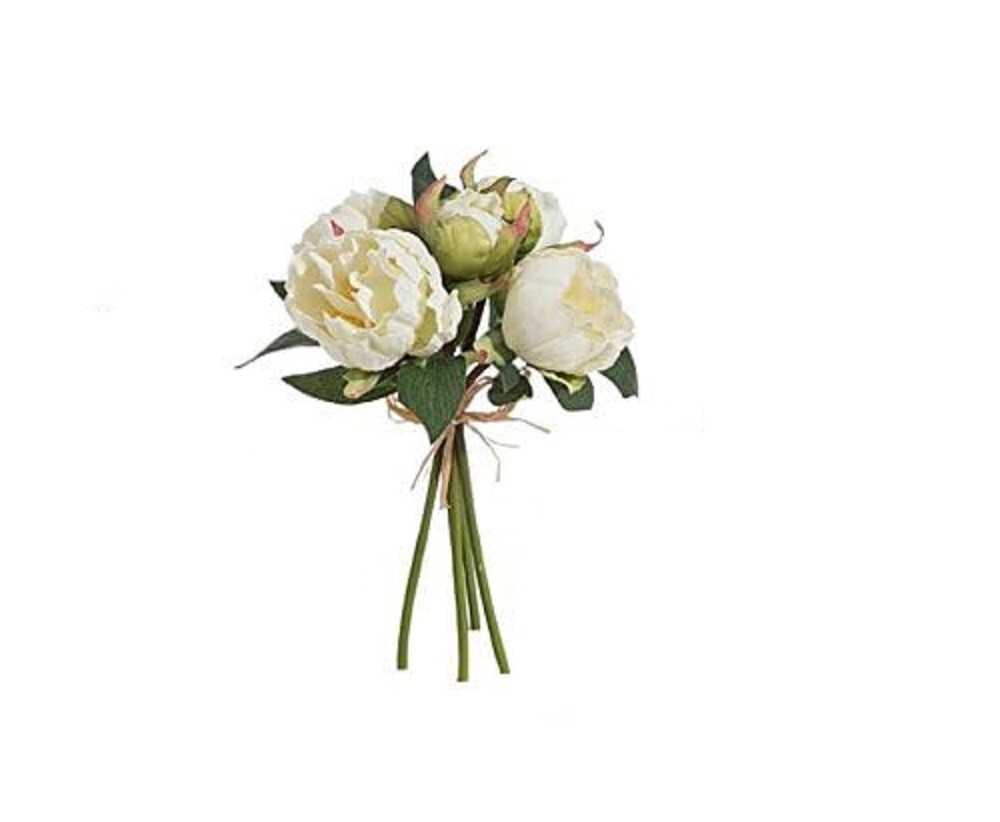 Raz Imports, 10.5″ Real Touch Peony Bundle – White (F3702116A)