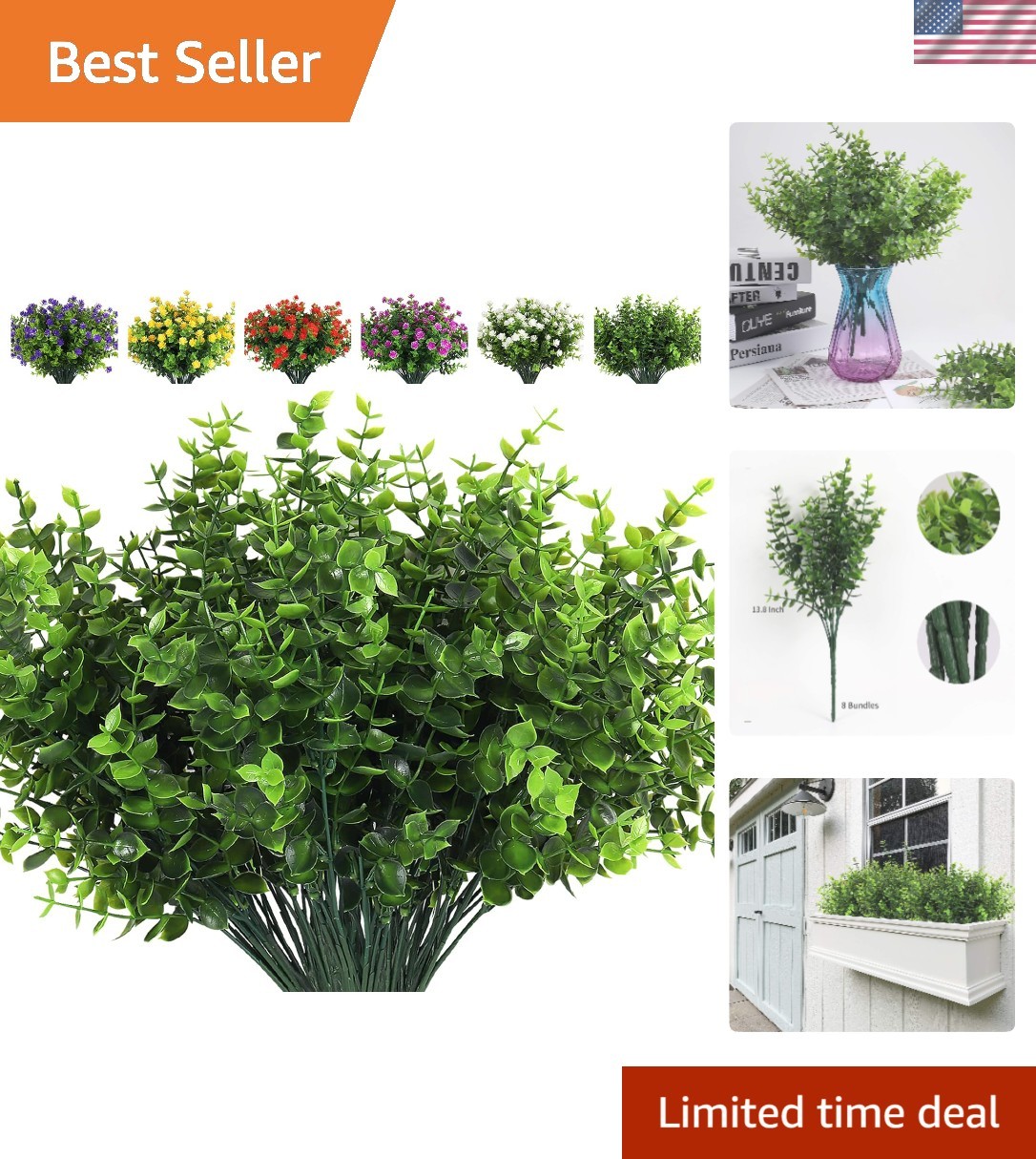 Artificial Eucalyptus Bundles (8 Pack) – All-Season Greenery for Home & Patio