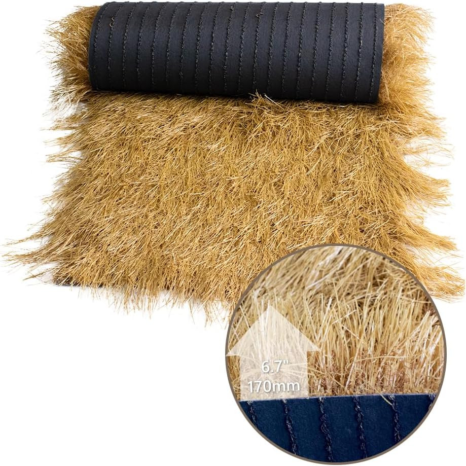 Realistic Synthetic Thatch Roll Sun-Bleached Yellow Customized Sizes – Reinforce