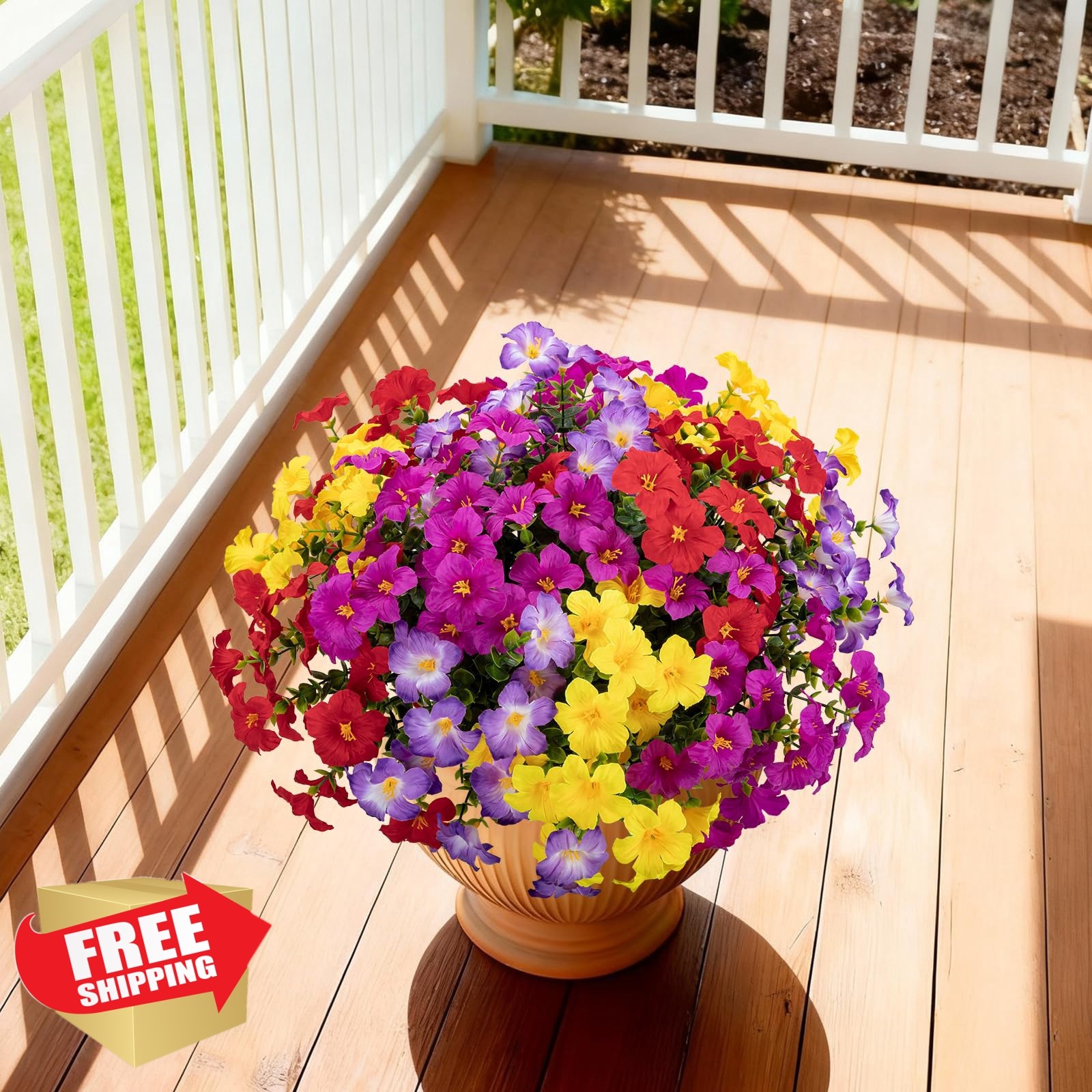 ALOXA Artificial Flowers Red Fuchsia Light Purple Yellow 12 Bundles