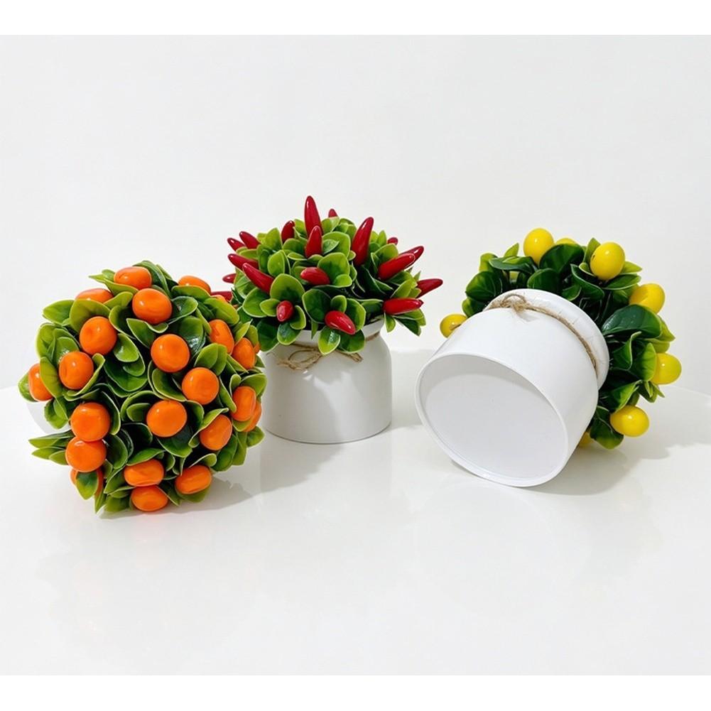 Tabletop Artificial Fruit Bonsai 27 Pcs Potted Plants for Home Office Decor