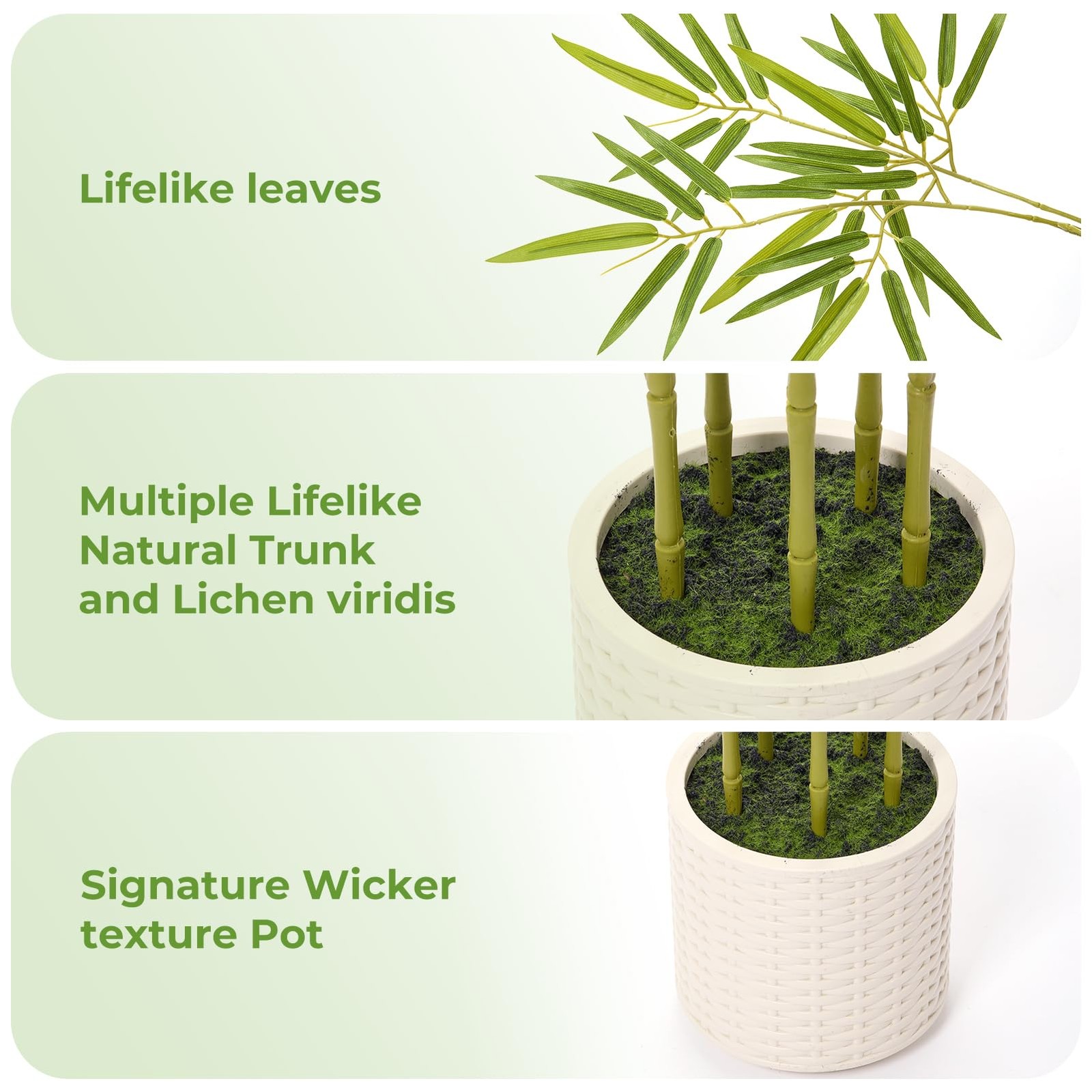 5FT Artificial Bamboo Tree with Wicker Style Planter, Fake Bamboo with Lifeli…