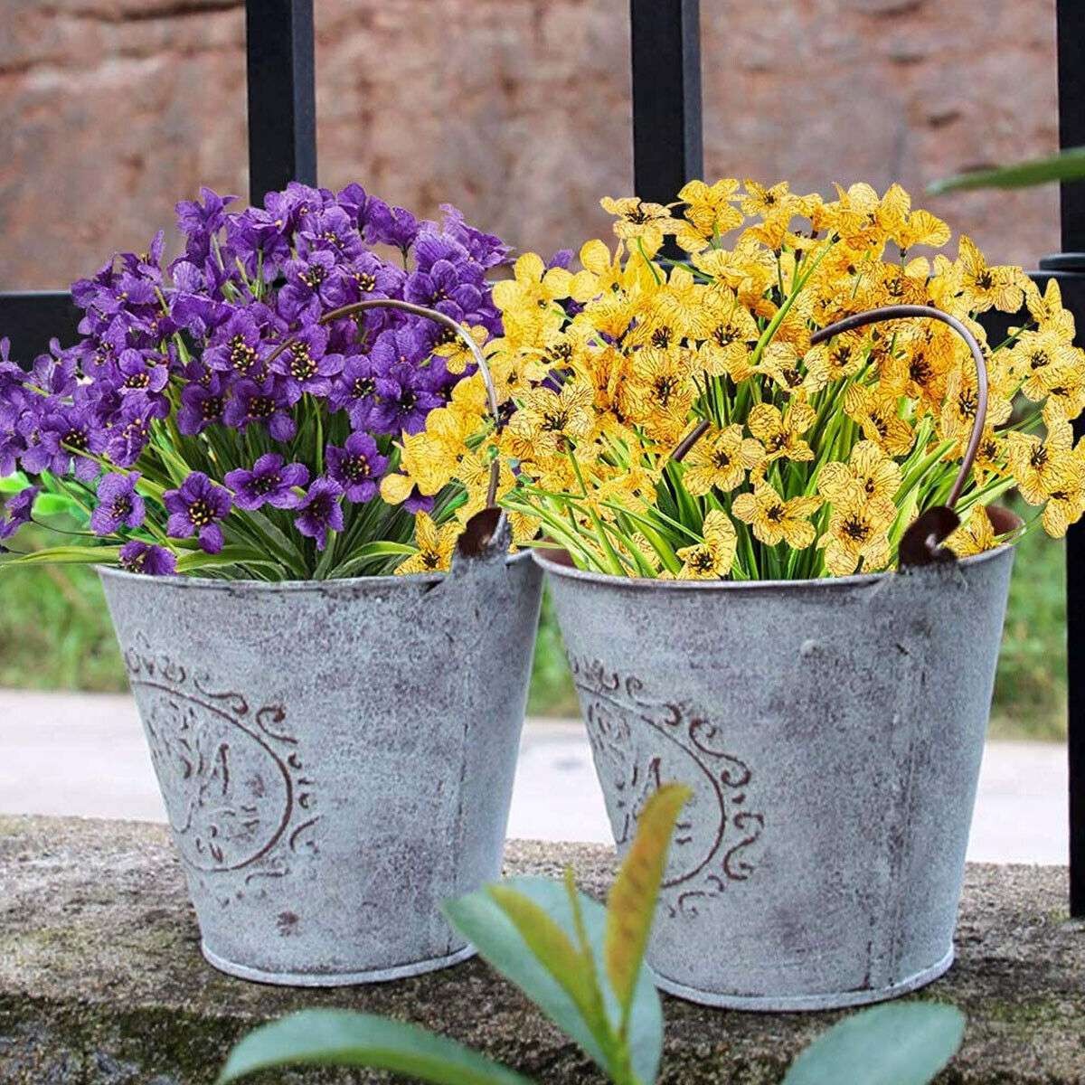 2~10Bundles Artificial Flowers Outdoor UV Resistant Fake Violet Plant Home Decor