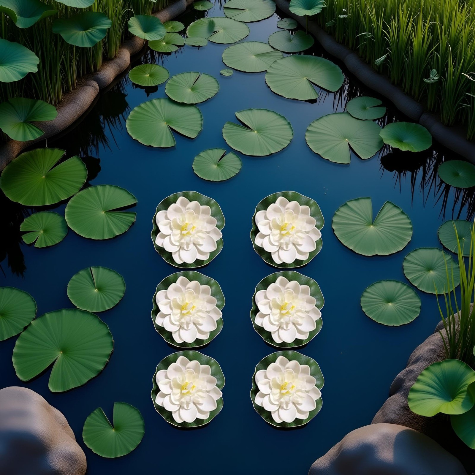 6 Pcs White Artificial Lotus Flowers Large Floating Lotus Flowers Faux Lotus …