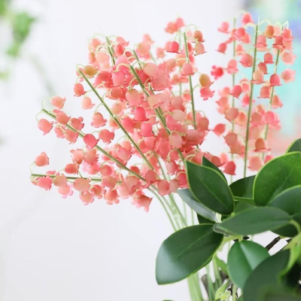Artificial Lily of the Valley Flowers, Pink, 14 Stems
