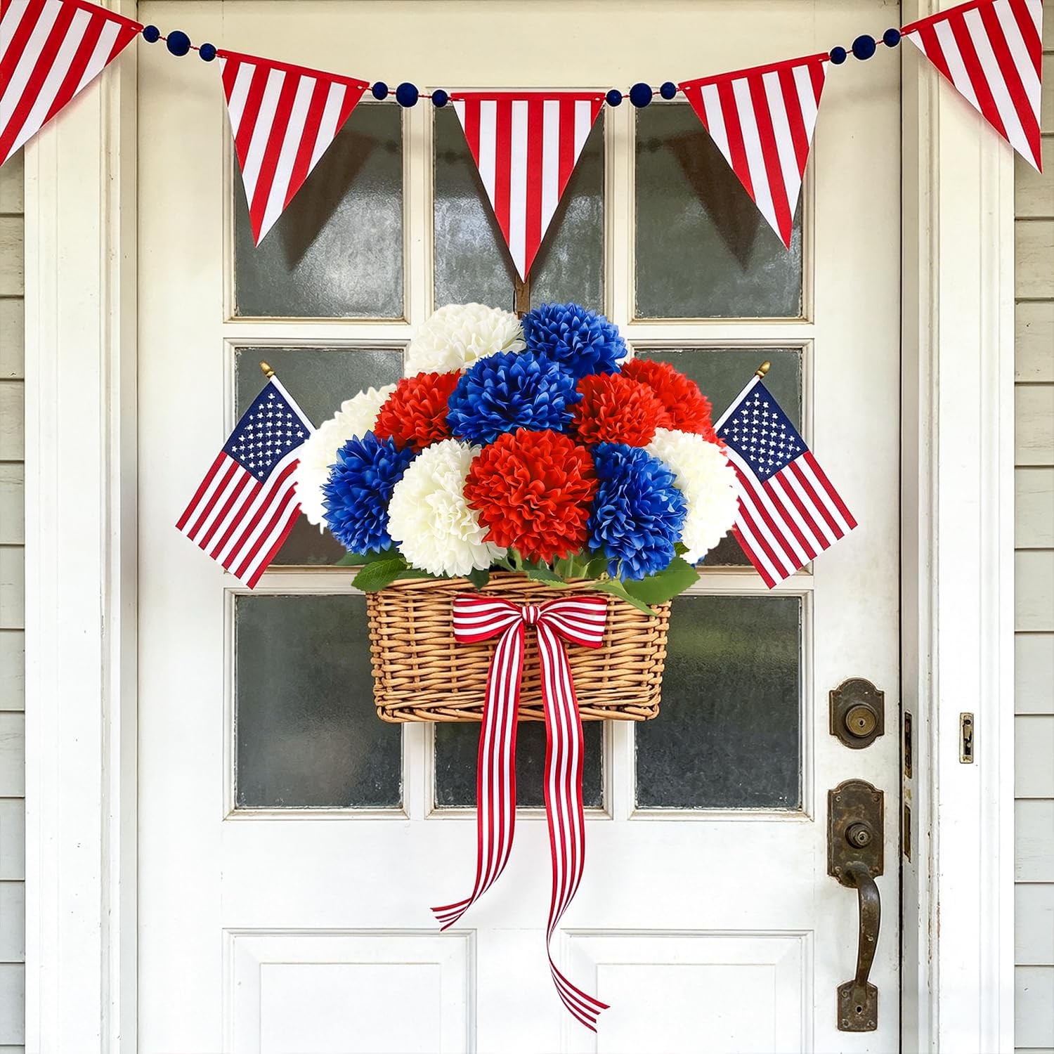 4th of July Decorations Patriotic Decor 12Pcs Artificial Flowers Red White an…