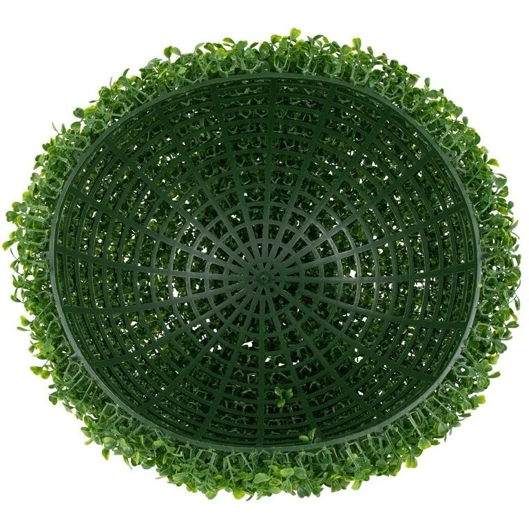 15 in Artificial Boxwood Topiary halfBall, Green Plastic Faux Floral GardenDecor