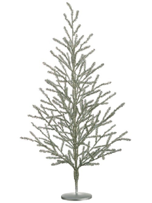 40 Inch Tinsel Christmas Tree Antique Silver – 3.33 Foot Tinsel Pine Tree Decor