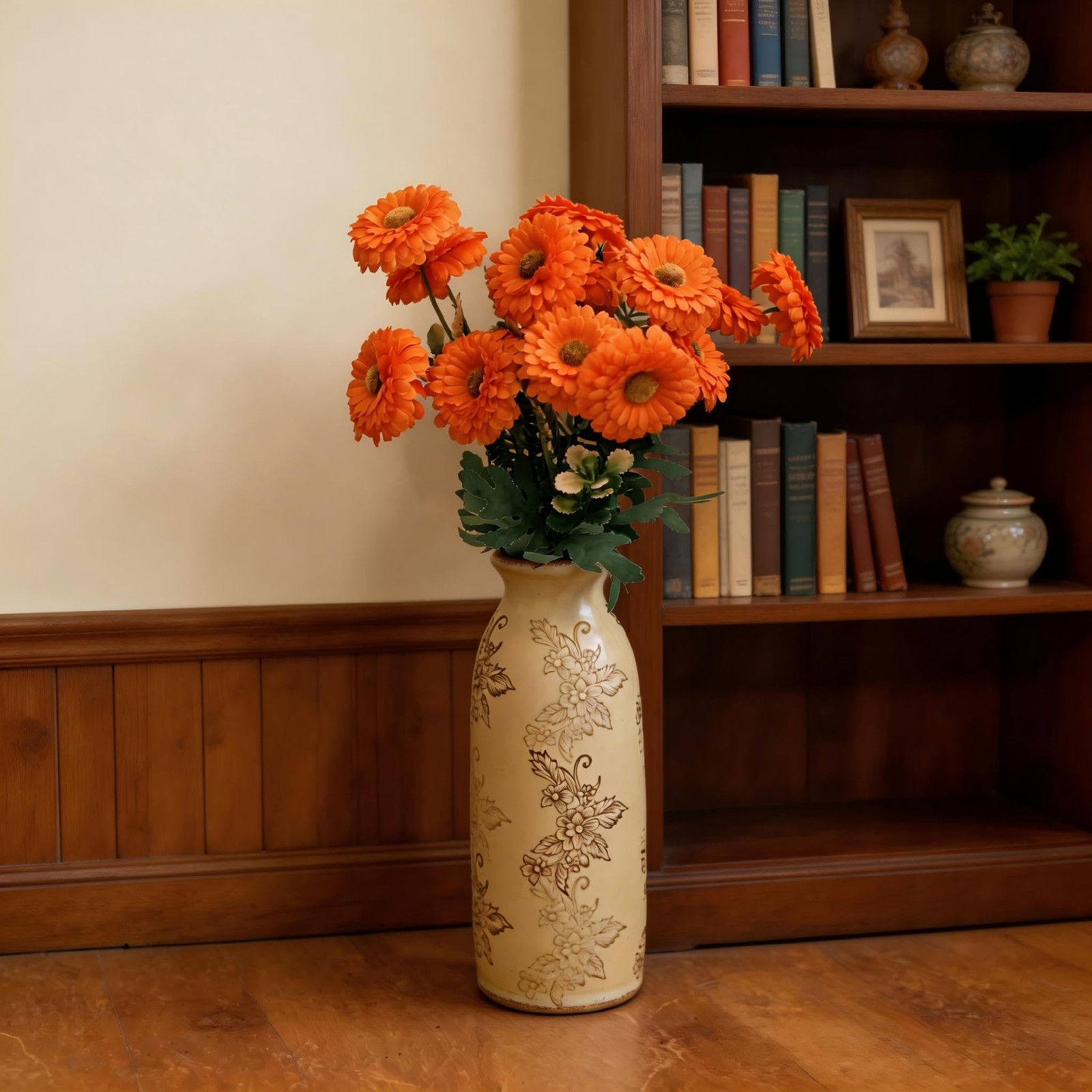 Artificial Mums, Outdoors Faux Fall Flowers Plants for Autumn Home Decor, 10 …