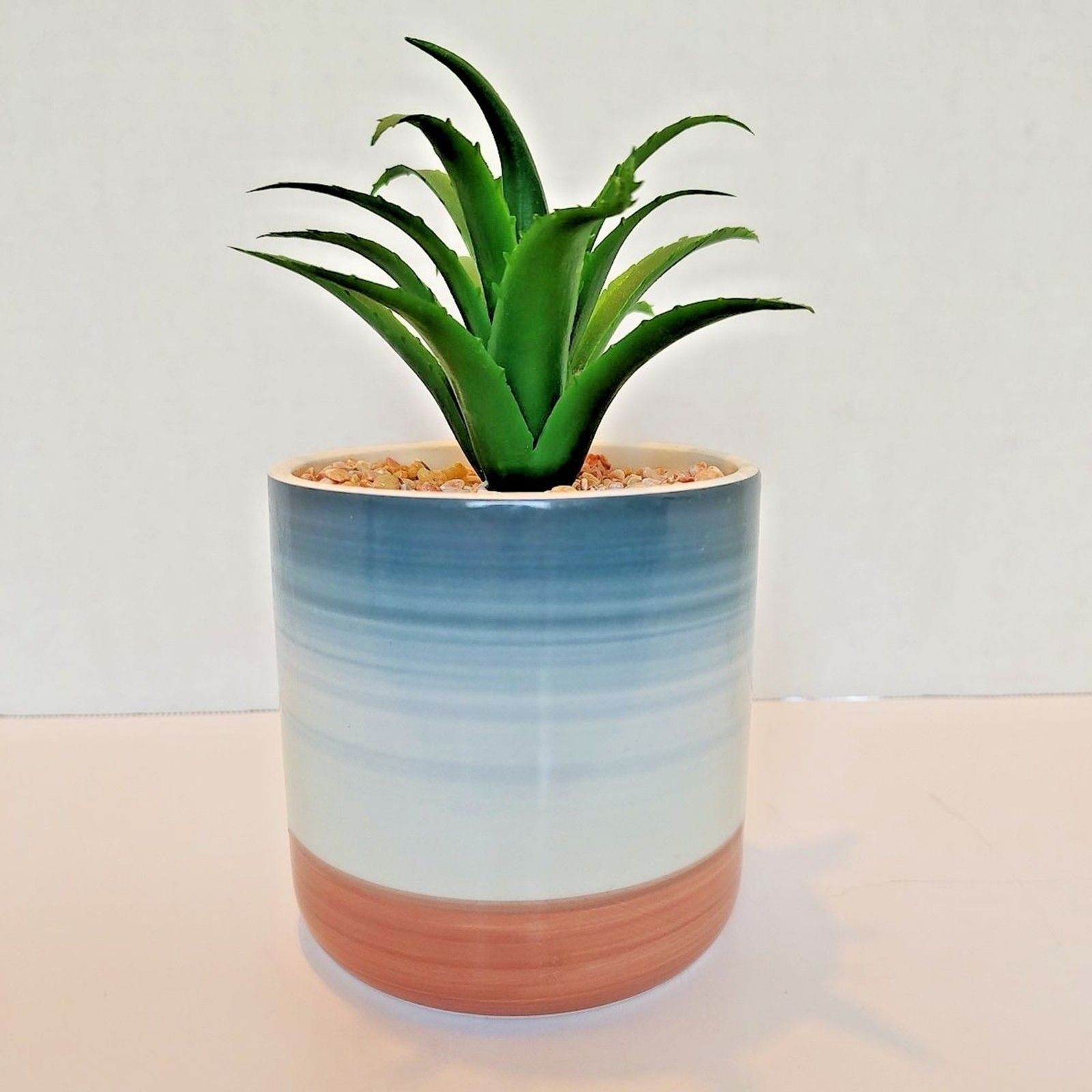 Succulent Flower Arrangement Bouquet Centerpiece Blue White Green Pink Ceramic