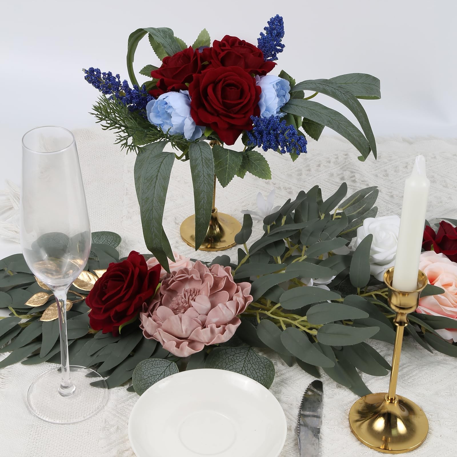 Burgundy Velvet Artificial Roses 16 PCS Maroon Flowers 3.15″ Silk Rose