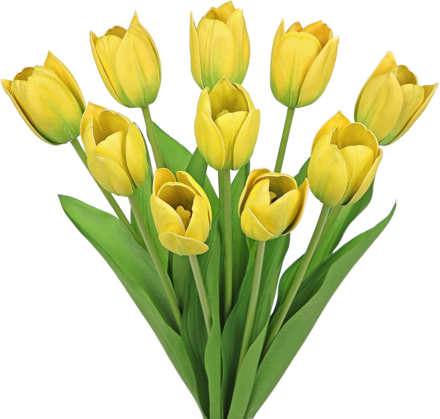 Artificial Tulips Flowers – 20″ Long Stem Faux Tulips, 10PCS Real Touch Fake Whi