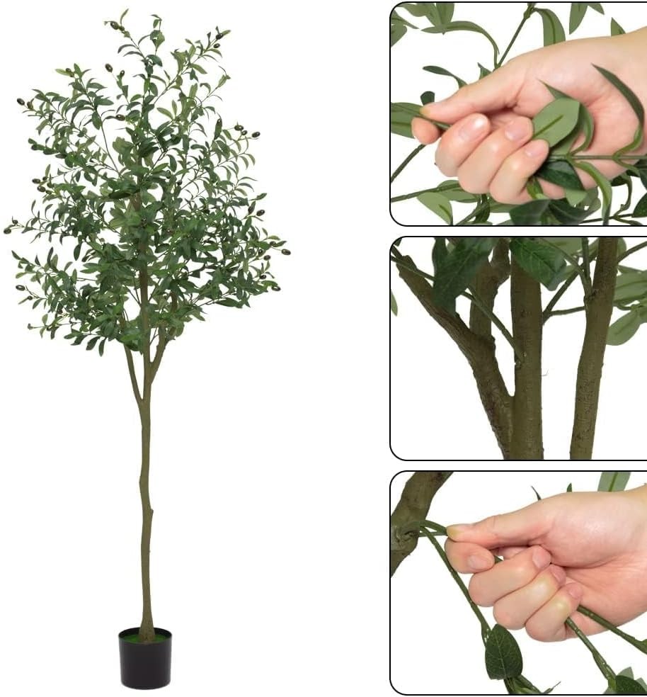 GARVEE Artificial Olive Tree 5/6/7FT Faux Plant with Pot,Lifelike Leaves & Fruit