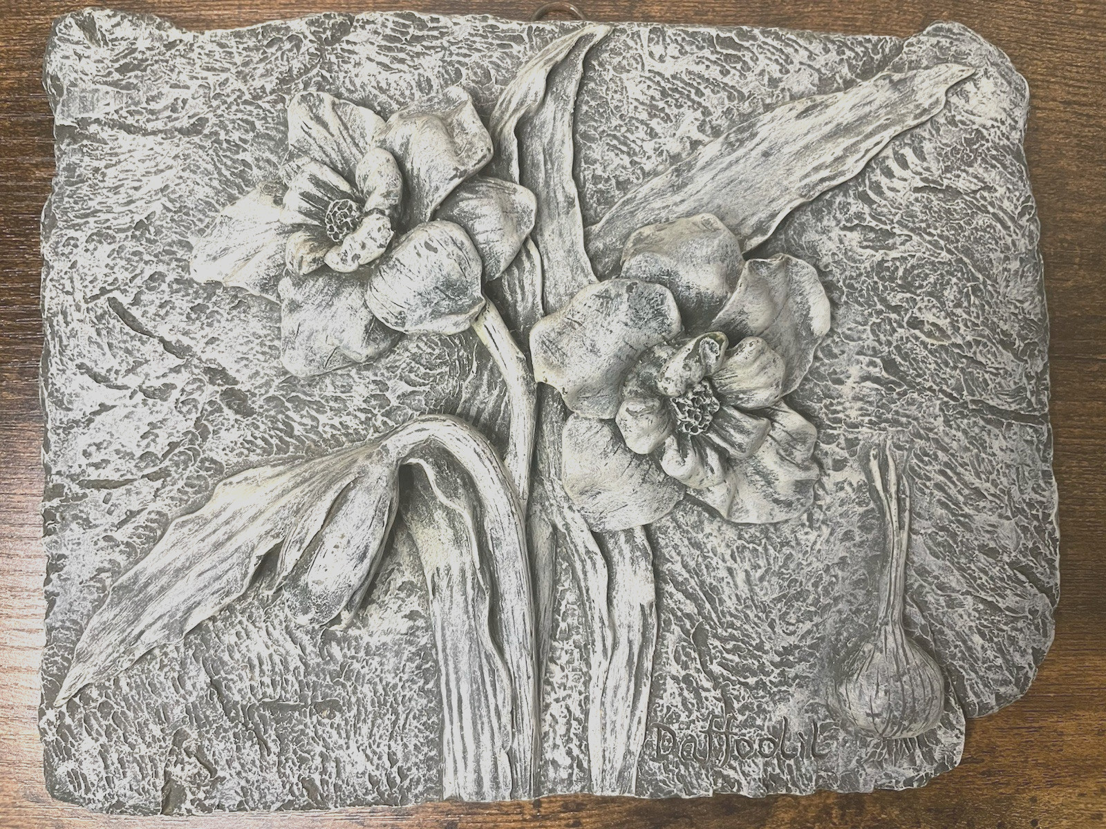 Retro Floral Daffodil Wall Art 3D Relief Plaque 9×7 VTG Cottagecore Farmhouse