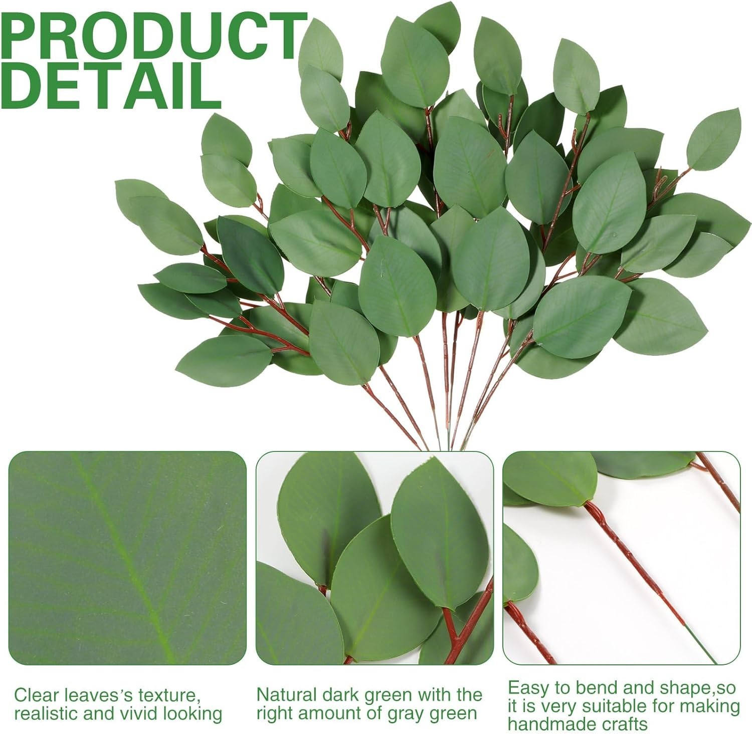 Eucalyptus Stems – 100pcs Artificial Eucalyptus Leaves Stems Bulk – Faux Gree…